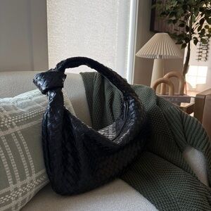 Elegant Black Woven Handbag
